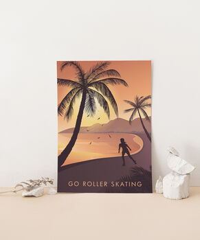 Go Roller Skating Travel Poster Art Print, 2 of 8