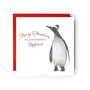 Merry Christmas To A Wonderful Boyfriend Festive Penguin Christmas Card, thumbnail 1 of 4