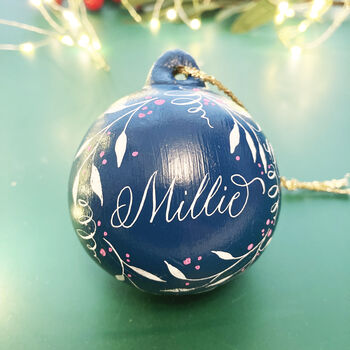 Personalised Christmas Bauble With Leaf Design, 5 of 6