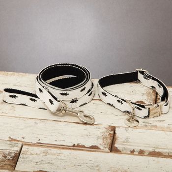 The Balmoral Black And Cream Tree Collar And Lead Set, 2 of 6