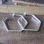 Silver Hexagon Earrings, thumbnail 2 of 6