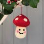 Christmas Felt Mushroom Hanging Decoration, thumbnail 1 of 3