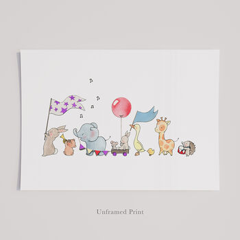 Personalised Children's Animals On Parade Nursery Print, 8 of 11