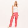 Women's Watermelon Red And White Spot Cotton Pj Bottoms, thumbnail 1 of 3