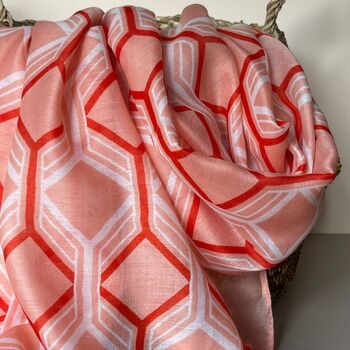 Hexagon Print Scarf In Pink, 2 of 3