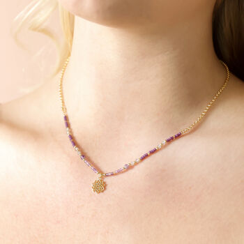 Chakra Beaded Necklace In Gold, 12 of 12