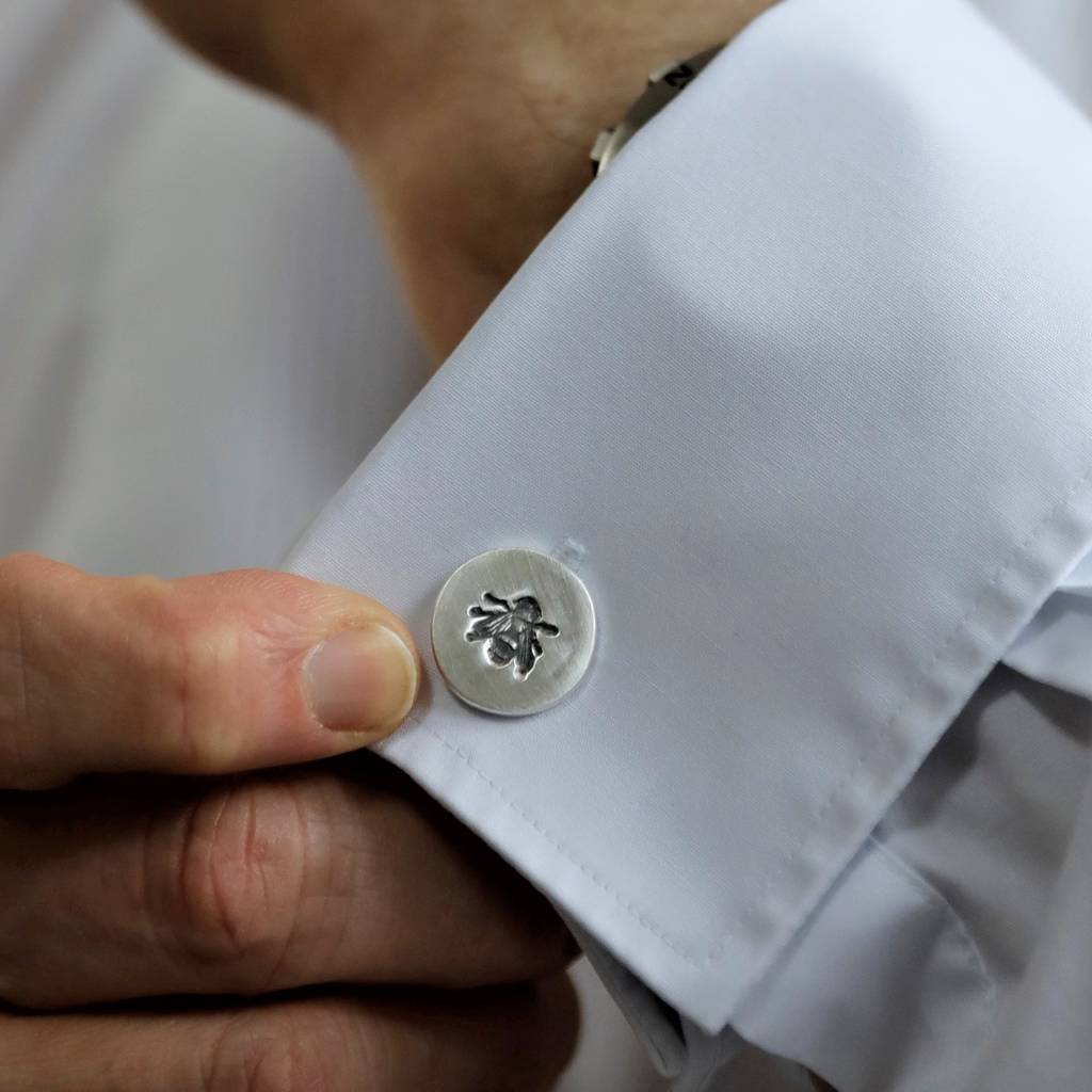 Silver Bee Cufflinks With A Secret Message, 1 of 3