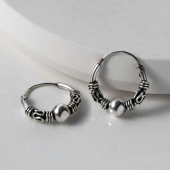 Sterling Silver Bali Indo Hoops, 5 of 6
