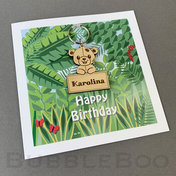 Personalised Birthday Card With Teddy Bear Keyring, 3 of 3