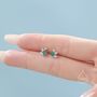 Sterling Silver Tiny Leaf With Natural Green Onyx Stud Earrings, thumbnail 3 of 12