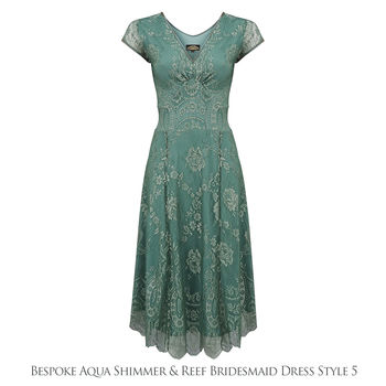 Lace Bridesmaid Dresses In Aqua Shimmer, 7 of 9