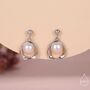 Sterling Silver Genuine Freshwater Pearl And Mobius Circle Dangle Drop Earrings, thumbnail 1 of 12