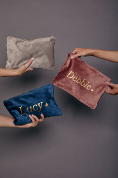 Personalised Name Velvet Accessory Bag, 4 of 9