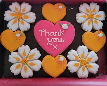 Personalised Hearts And Flowers Cookies Add Your Own Message Good Luck, Thank You, Anniversary, Birthday, Milestone, Get Well, 2 of 5