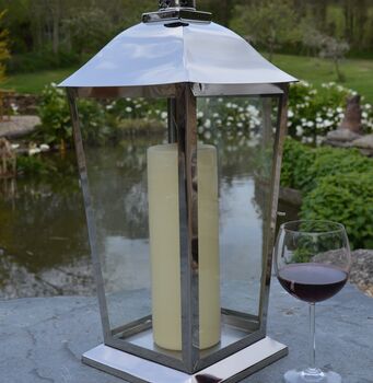 Silver Stainless Steel Candle Lantern, 5 of 7