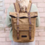 Vintage Style Leather And Canvas Backpack, thumbnail 1 of 12