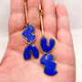 Royal Blue Abstract Statement Earrings, Clay And Resin, thumbnail 8 of 10