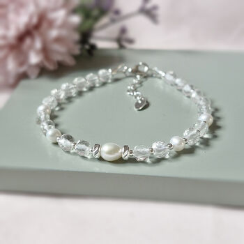 Sterling Silver And Natural Quartz Gemstone Bracelet, April Birthstone Gift, 3 of 5