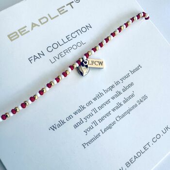 Liverpool Football Club Women Fan Bead Bracelet With Charms, 2 of 5