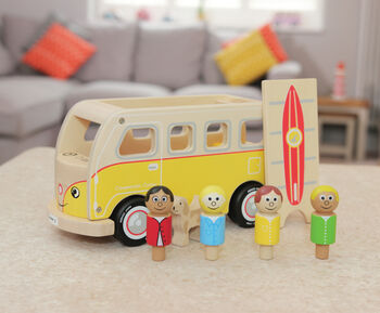 Classic Iconic Yellow Camper Van Wooden Toy, 2 of 5