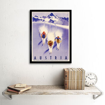 Travel Tourism Winter Austria Ski Snow Alps Art Print, 2 of 3