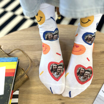 Smiley Photo Face Personalised Photo Socks, 2 of 6
