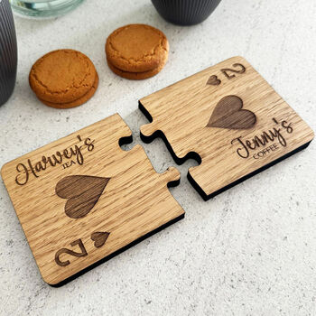 Personalised Oak Veneer Jigsaw Coasters Playing Cards, 2 of 8