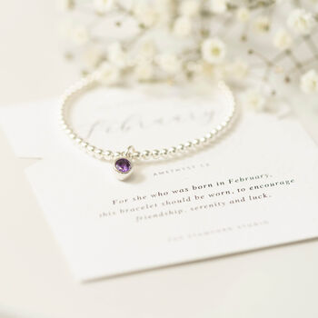Sterling Silver February Birthstone Bracelet, 9 of 9