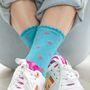 Women's Glitter Socks Aqua Blue Stars, thumbnail 1 of 5