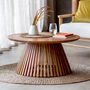 Natural Wooden Slatted Round Coffee Table, thumbnail 1 of 2