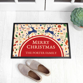 Personalised Festive Reindeer Christmas Indoor Doormat, 2 of 4