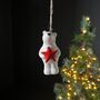 Polar Bear With Star Hanging Christmas Decoration, thumbnail 1 of 2