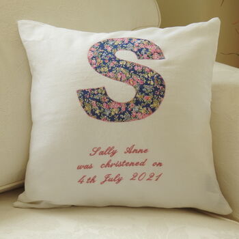 Personalised Embroidered Appliqued Christening Cushion, 4 of 6
