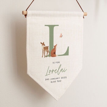 Woodland Animals Child's Initial Hanging Flag, 2 of 3