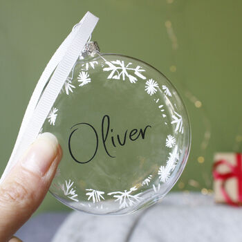 Personalised Snowflake Glass Christmas Bauble, 9 of 10