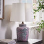 Pink Floral Ceramic Table Lamp With Scalloped Shade, thumbnail 1 of 7