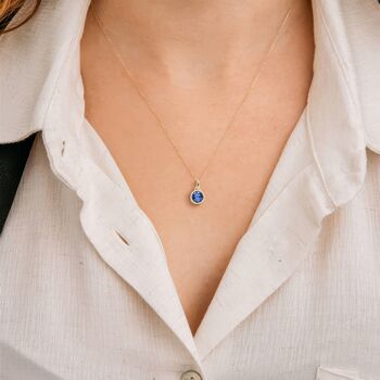 Personalised Gold Plated Sterling Silver September Sapphire Birthstone Necklace, 2 of 10