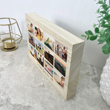 Personalised Freestanding Twelve Photo Giant Wooden Block 15cm X 21cm Landscape, 3 of 5