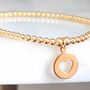 Gold Heart Charm Beaded Stretch Bracelet, thumbnail 2 of 9