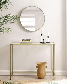 Tempered Glass Console Table With Golden Frame, 2 of 7