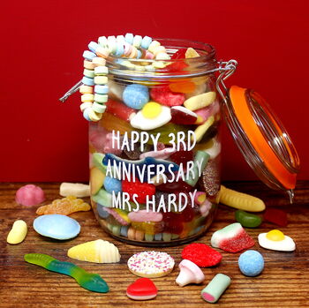 'Happy Anniversary' Personalised Retro Sweets Jar, 3 of 4