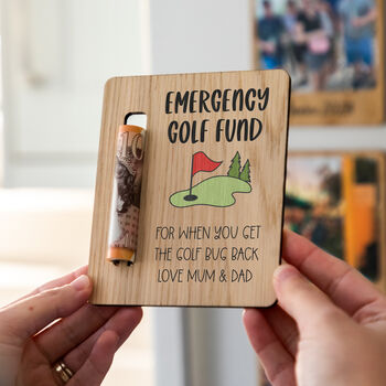 Personalised Emergency Golf Fund Money Holder Magnet, 2 of 5