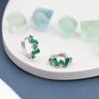 Emerald Green Cz Baguette Huggie Hoop Earrings, thumbnail 4 of 11