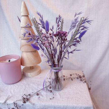 Mini Lilac Dried Flower Arrangement With Vase, 3 of 3