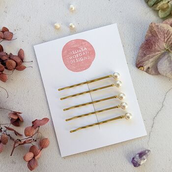 Set Of Gold Pearl Bobby Pins, 2 of 11