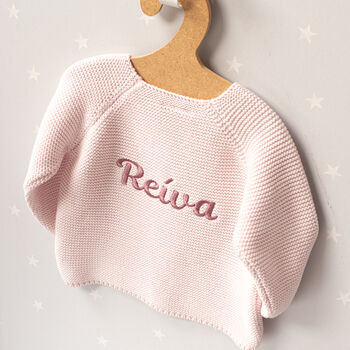 Luxury Knitted Personalised Embroidered Baby Cardigan, 2 of 10