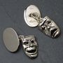 Sterling Silver Comedy Tragedy Cufflinks, thumbnail 5 of 6