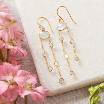 Tanzanite Diamond Slice Chain Dangly Earrings, 6 of 9