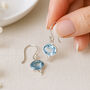 Sterling Silver Blue Topaz Drop Earrings: December Birthstone – 8mm X 10mm, thumbnail 1 of 10