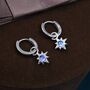 Moonstone Starburst Huggie Hoop Earrings In Sterling Silver, thumbnail 1 of 11